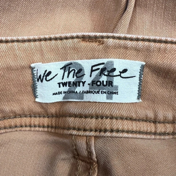 Free People Womens Wild Child Frayed Skinny Jeans Camel Size 24 - Picture 13 of 16